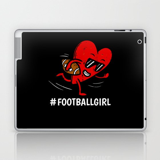 Heart Playing Football Valentines Day Girls Laptop & iPad Skin