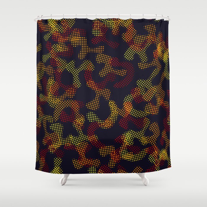 Brown, Yellow & Black Color Dotted Design  Shower Curtain
