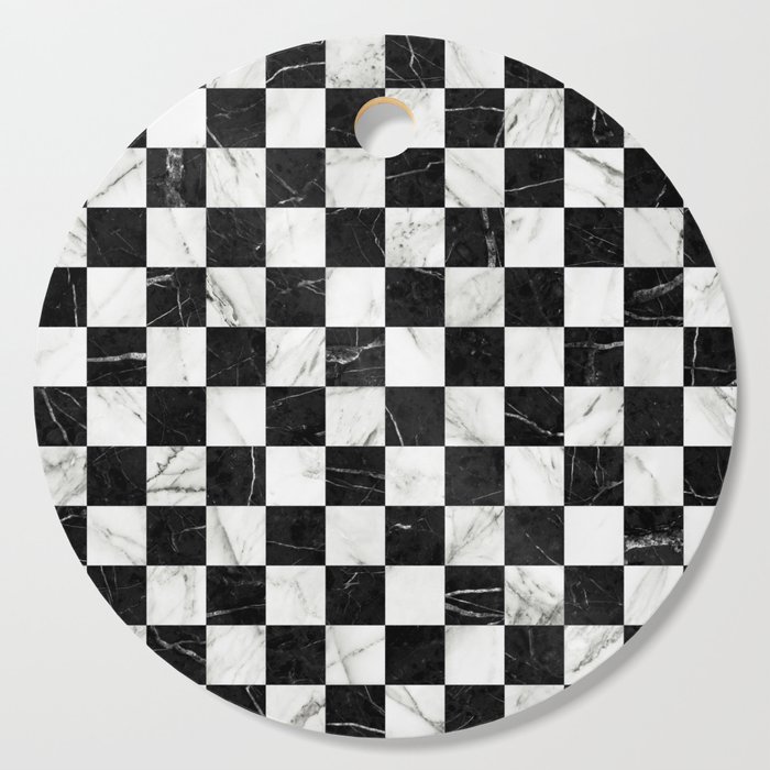 Marble Checkerboard Pattern - Black and White Cutting Board