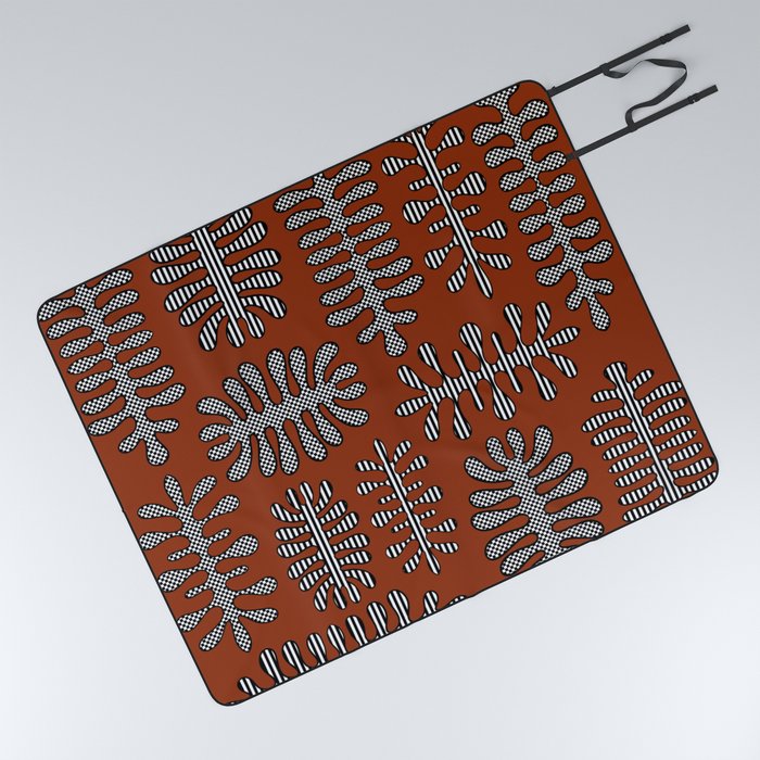 Inspired by Matisse seaweed vintage design Burnt orange Picnic Blanket
