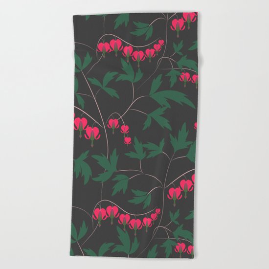 Retro. Floral pattern on a grey background . Beach Towel