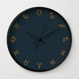 Zodiac Symbols - Navy Wall Clock