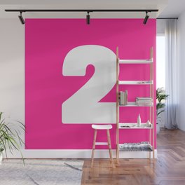 2 (White & Dark Pink Number) Wall Mural