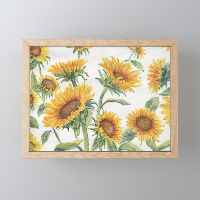 Blooming Sunflowers Framed Mini Art Print
