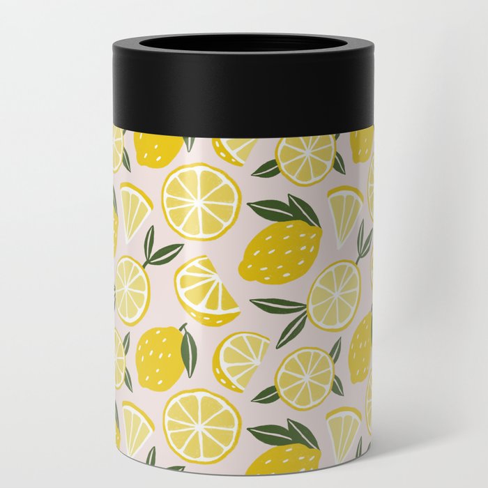 Lemon Pattern with Pink Can Cooler