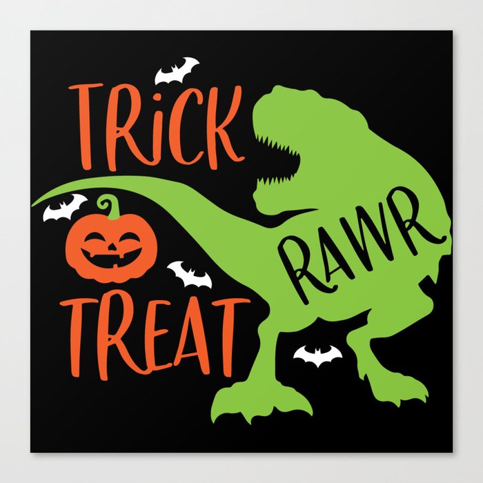 Trick Rawr Treat Halloween T-Rex Funny Dinosaur Canvas Print