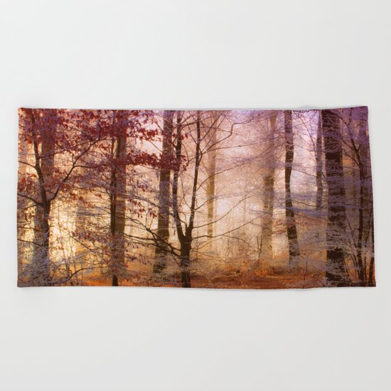 ORANGE FOREST FLOOR Beach Towel