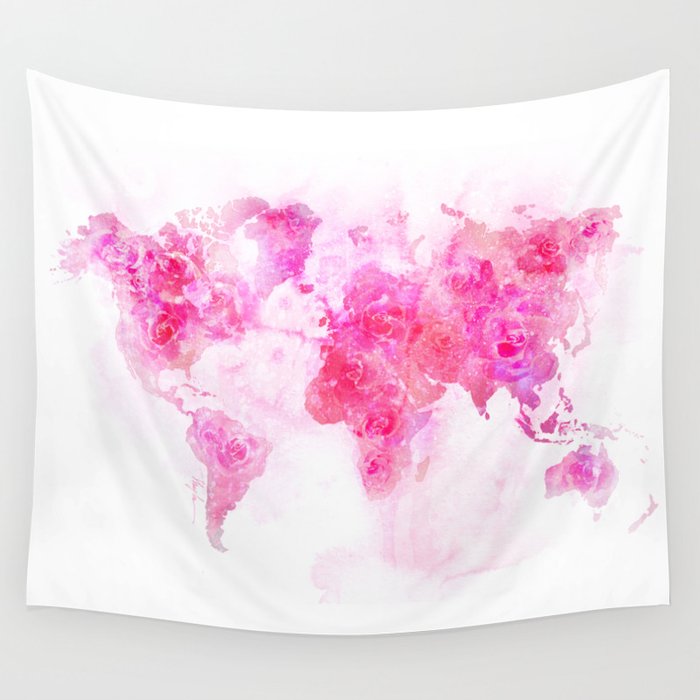 The United Pink World Wall Tapestry