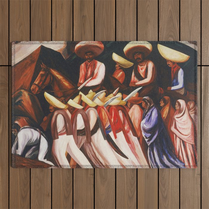 Mexican Revolution Zapatistas — Zapata's followers on the march painting by Jose Clemente Orozco Outdoor Rug