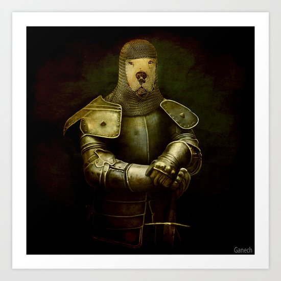 dog in armor Art Print
