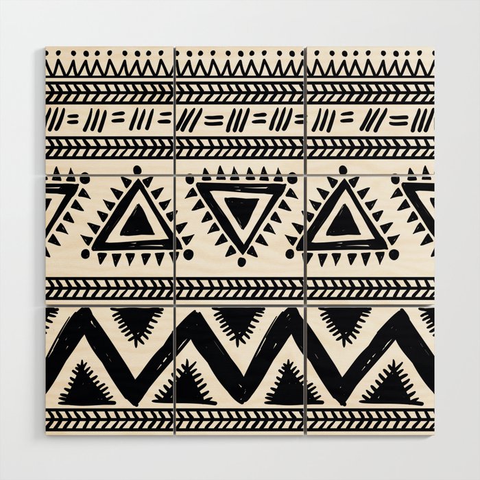 Tribal black and white Wood Wall Art by 