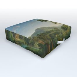 River Landscape with Elements of the English Garden at Caserta, Italy by Jakob Philipp Hackert Outdoor Floor Cushion