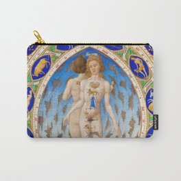 Zodiacal Man, Calendar by Limbourg Brothers Carry-All Pouch