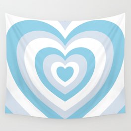 Blue Retro Hearts Wall Tapestry