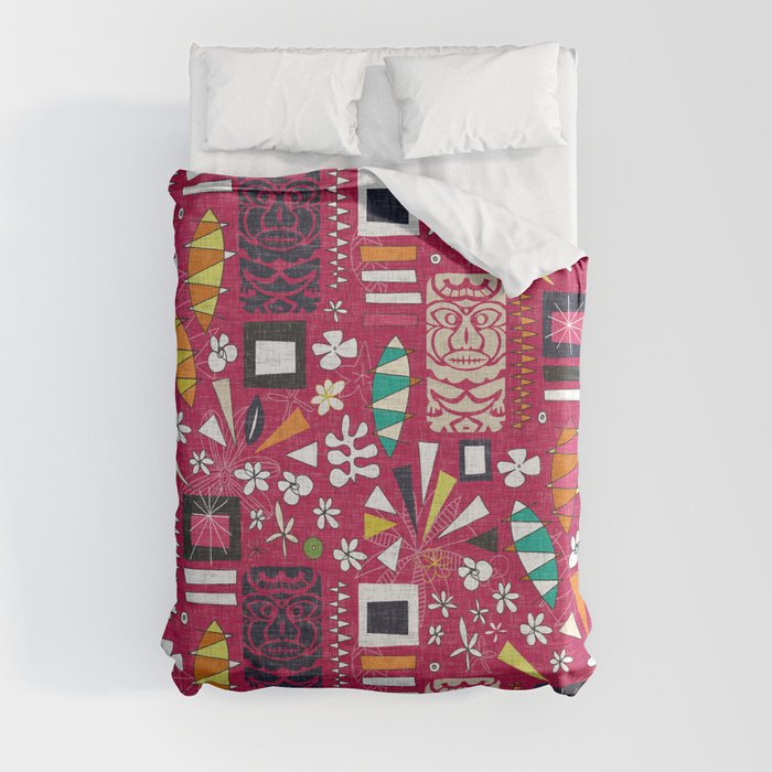 tiki pink Duvet Cover