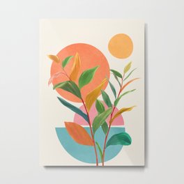 Colorful Branching Out 11 Metal Print | Decor, Home, Sun, Branch, Watercolor, Painting, Plant, Minimalism, Summer, Minimalist 