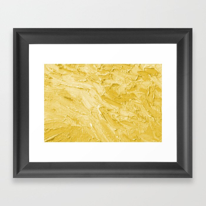 Thick Paint Mustard Yellow Textured Modern Minimalist Painted Abstract Framed Art Print