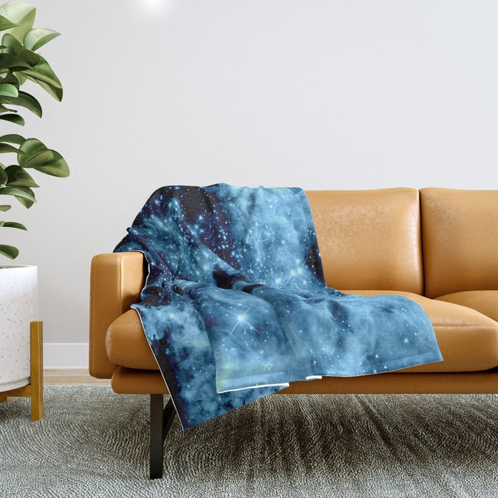 Blue Galaxy Nebula Throw Blanket