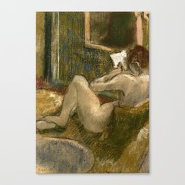 Nude From The Rear Reading Woman Canvas Print