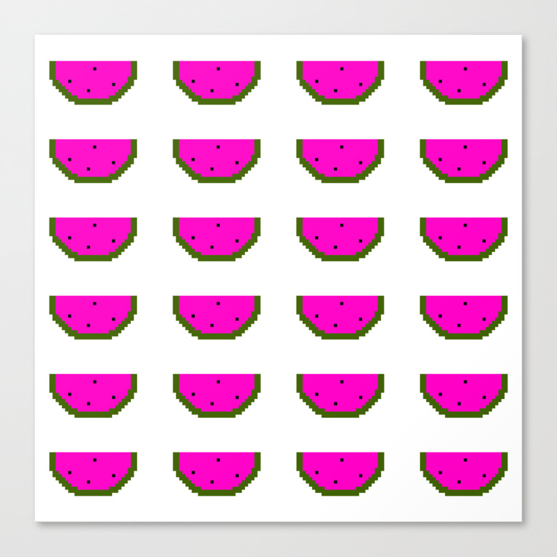Cute Watermelon Pixel Art Design Retro 8 Bit Canvas Print By