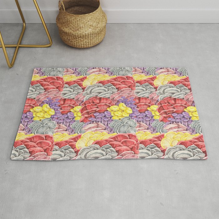 Fancy mushrooms wall  Rug