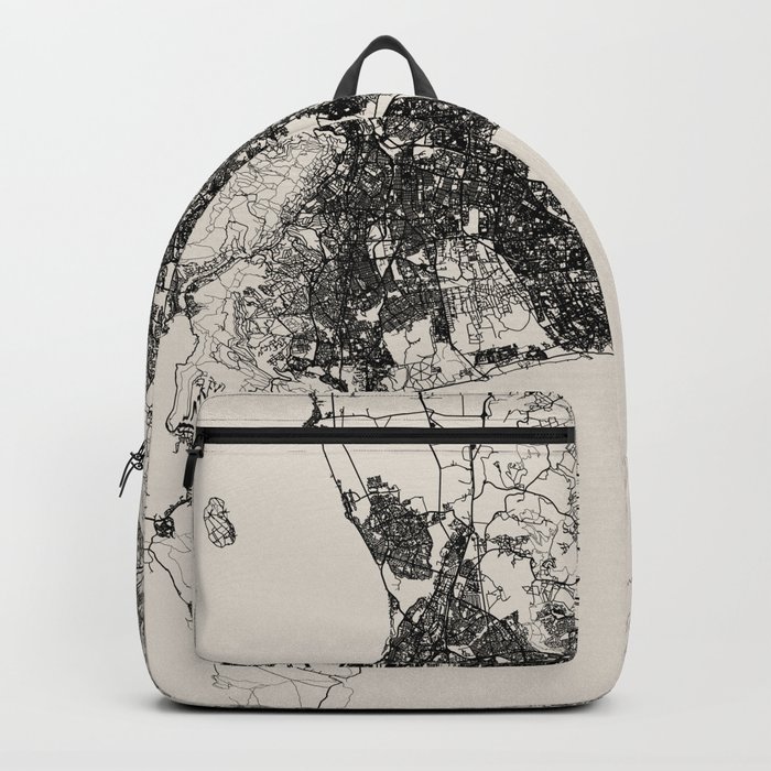 South Africa, Cape Town - Black and White City Map Drawing Backpack