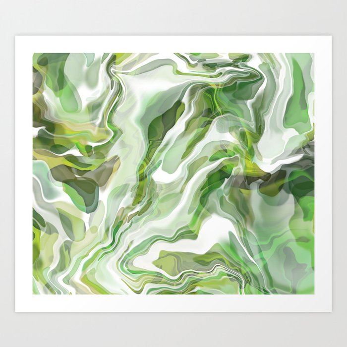 Green Fluid Art Abstract  Art Print