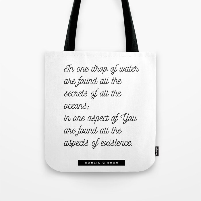 One drop of water - Kahlil Gibran Quote - Literature - Typography Print 2 Tote Bag