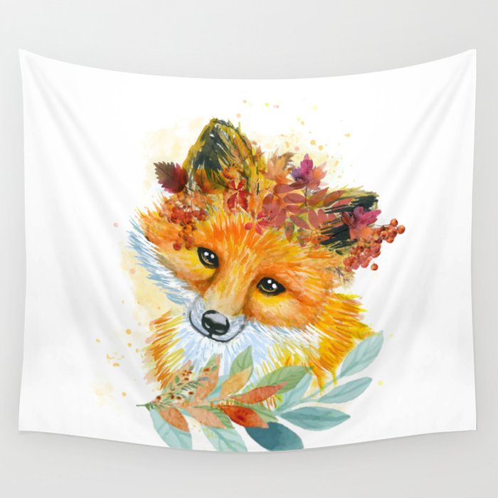 Autumn Fox Wall Tapestry