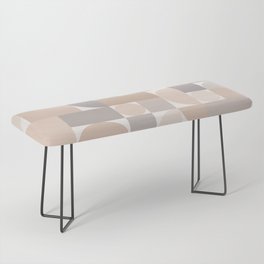 Retro Geometric Abstract Art Taupe 1 Bench