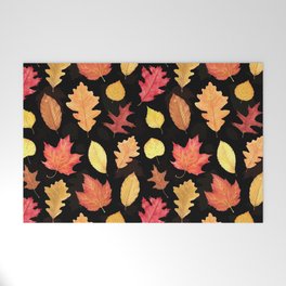 Autumn Leaves - black Welcome Mat