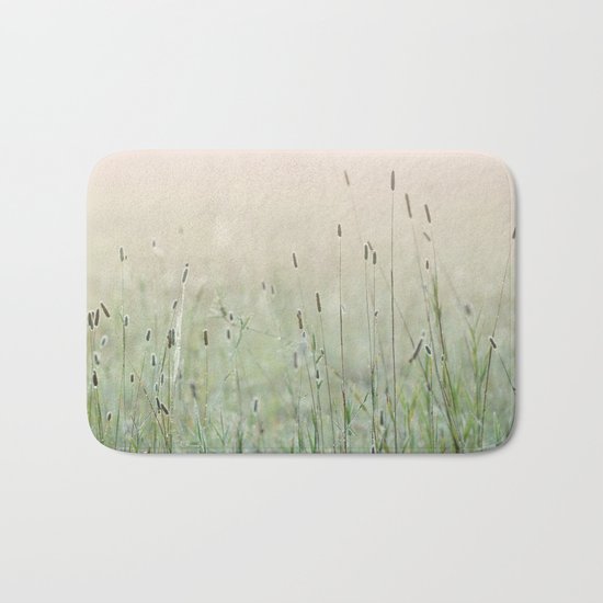 Idyllic Grass Field in the Morning Sun Bath Mat