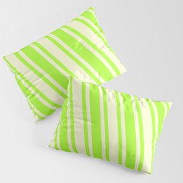 [ Thumbnail: Light Green & Light Yellow Colored Striped Pattern Pillow Sham ]