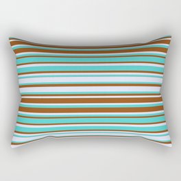 [ Thumbnail: Lavender, Turquoise, and Brown Colored Lines Pattern Rectangular Pillow ]