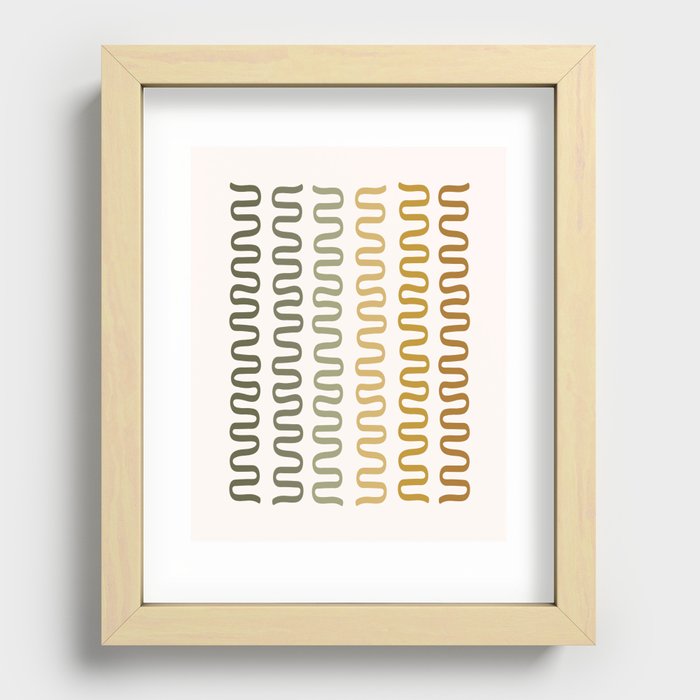 Abstract Shapes 229 in Tropical Sage Gold Earthy (Snake Pattern Abstraction) Recessed Framed Print
