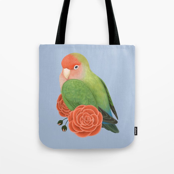 Peach-Faced Lovebird Tote Bag