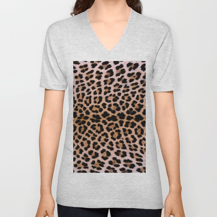 Cheetah Print V Neck T Shirt