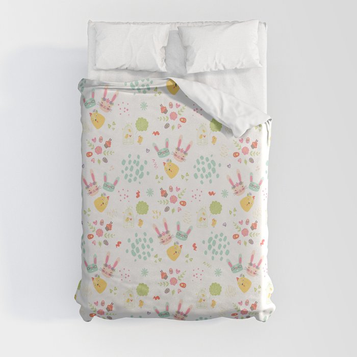 Easter Bunny Scandinavian Pattern Duvet Cover