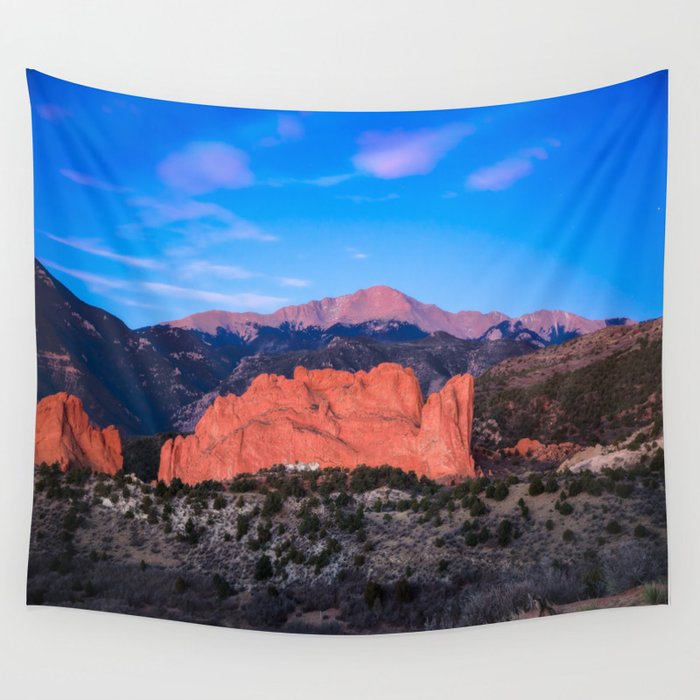 Pikes Peak , Sunrise Over Garden of the Gods in Colorado Springs Wall Tapestry by seanramsey
