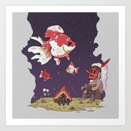 Campfire with Goldfish Art Print