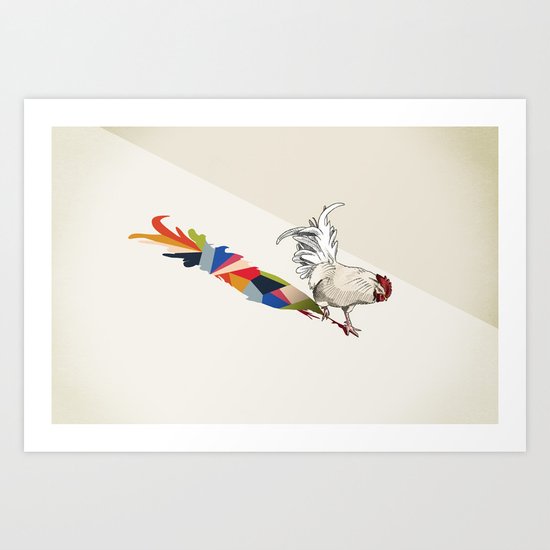 Walking Shadow, Rooster Art Print