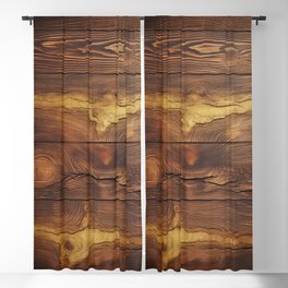 Brown Gold Wood Look 6 Blackout Curtain