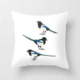 Funny Birds Magpie Throw Pillow