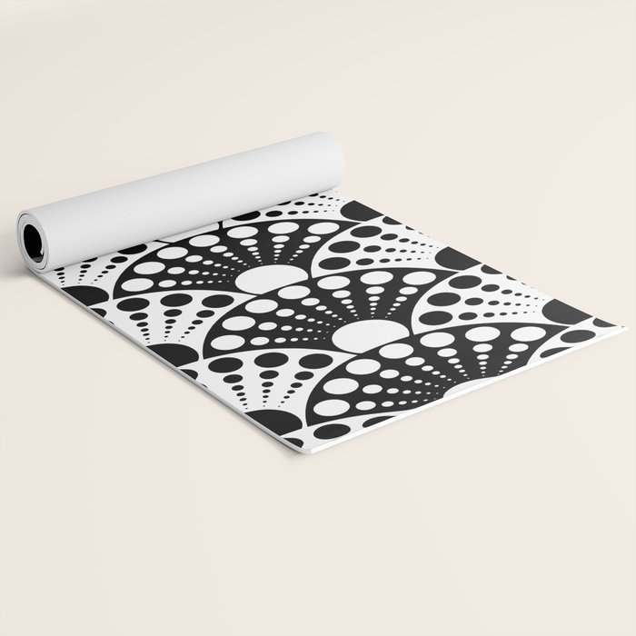 Black And White Art Deco Inspired Fan Pattern Yoga Mat By Vrijformaat Society6