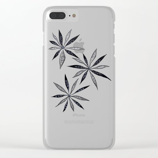 Elegant Thin Flowers With Dots And Swirls Clear iPhone Case