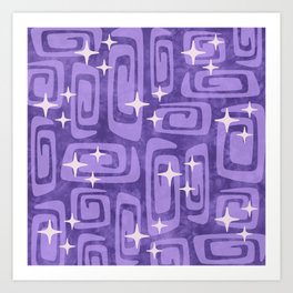 Mid Century Modern Cosmic Galaxies 584 Purple Art Print