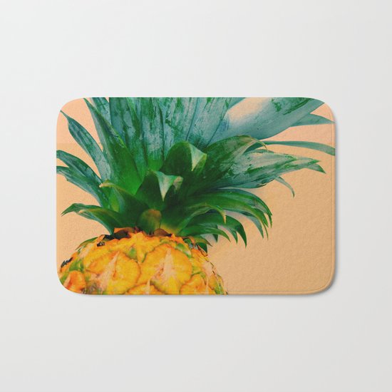 Pineapple in orange Bath Mat
