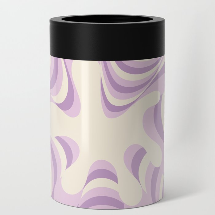 Abstract Groovy Retro Liquid Swirl Purple Pattern Can Cooler