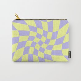 Wavy Check - Lime And Purple - Checkerboard Pattern Print Carry-All Pouch | Checkerboard, Retro, Bold Checkerboard, Bold, Checked Pattern, Funky, Checkerboard Print, Picnic, Vichy, Wavy Checkerboard 