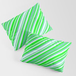 [ Thumbnail: Lime, Aquamarine, and Light Cyan Colored Lines Pattern Pillow Sham ]